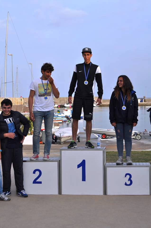 Il podio della Classe Laser Radial. Vince Dariush Ghasemzadeh Esfahani. Secondo Bruno Valenti, terza Giuduitta Funtò